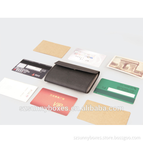 Waterproof Kraft Paper Cover PVC Pocket ID/Business Card Holder With Metal Button Closure